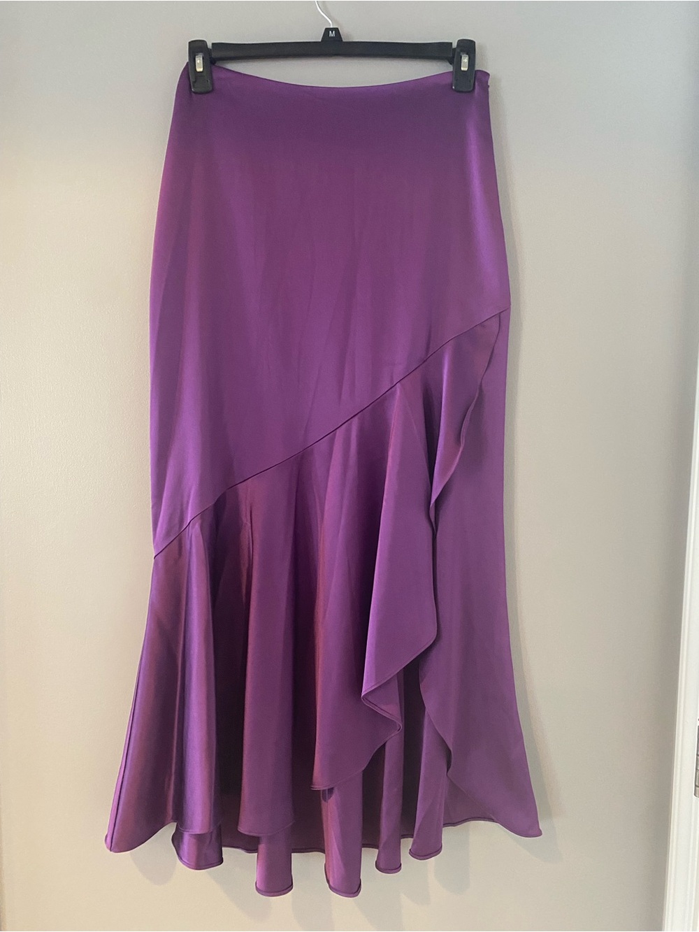 Ralph Lauren Purple Asymmetric Ruffle Midi Skirt NWOT